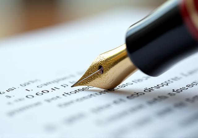 Close-up of a legal professional reviewing a bespoke commercial agreement