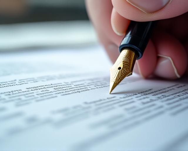 Close up of a professional signing a legal agreement